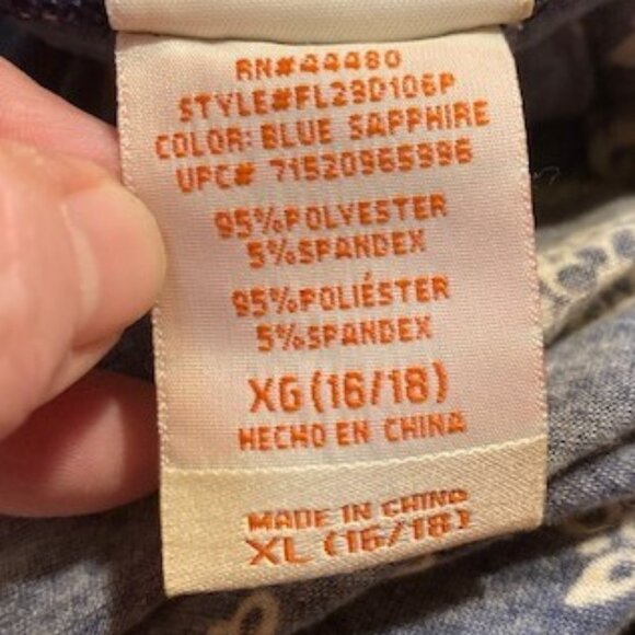 Faded Glory Paisley Floral Midi Dress Navy White XL Stretch Sleeveless Summer - Picture 5 of 6